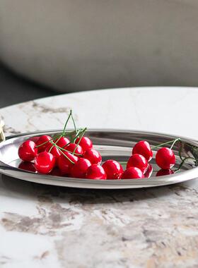 金属椭圆轻奢酒店托盘摆件现代家居艺术双耳把手收纳盘水果碟饰品