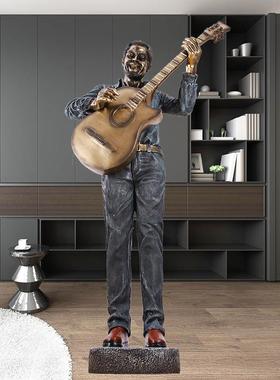 创意美式风格落地大号音乐人物软装饰摆设树脂乐队工艺品橱窗摆件