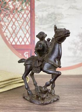 农村收来马上封侯旧货合金铜十二生肖猴子古董老货铜器铜印章摆件