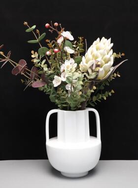 现代简约罗马柱树脂插花花器摆件样板房客厅餐厅家居桌面软装饰品