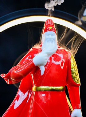 速发中式招财关公关二爷财圣武武神桌羽摆件倒流香客厅办公室关面