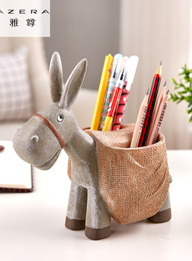 速发创意笔筒收纳盒办公室桌面简饰摆件可约时尚装爱书房摆设