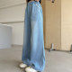 ເດັກຍິງ elastic waist bow denim pants ຂາກ້ວາງ