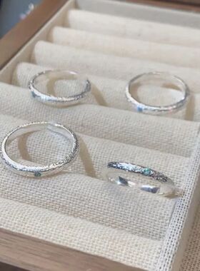 女铜个性银色镶宝石戒指不锈