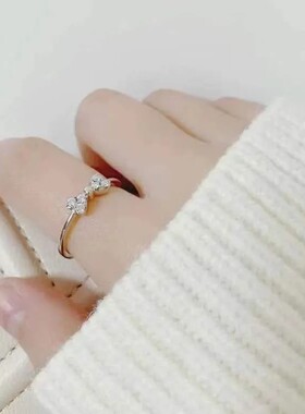 999纯银蝴蝶结戒指女小众设计轻奢高级感ins时尚个性素圈食指指环