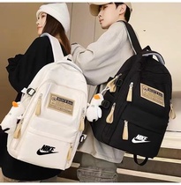 Nike Twin Shoulder Bag Men And Women Large Capacity Junior High School High School College Student School Bag Fashion Computer Sports Bag Travel Backpack