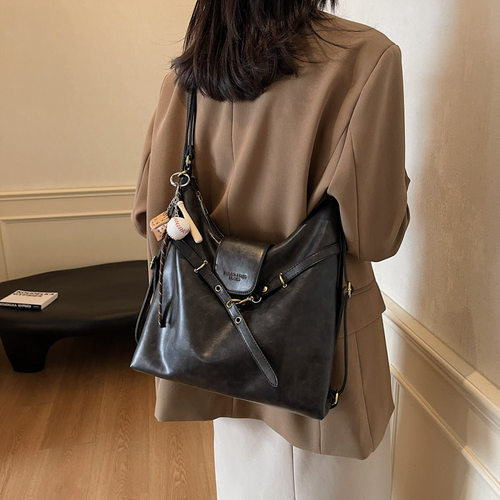 高级感百搭托特包女新款通勤轻奢小众复古双肩包大容量单肩斜挎包 - 图1