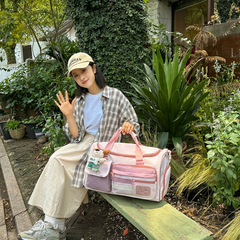 大容量短途旅行包防水运动健身包可套拉杆箱登机包撞色手提行李包,淘宝优惠券,粉丝福利购,淘宝优惠卷