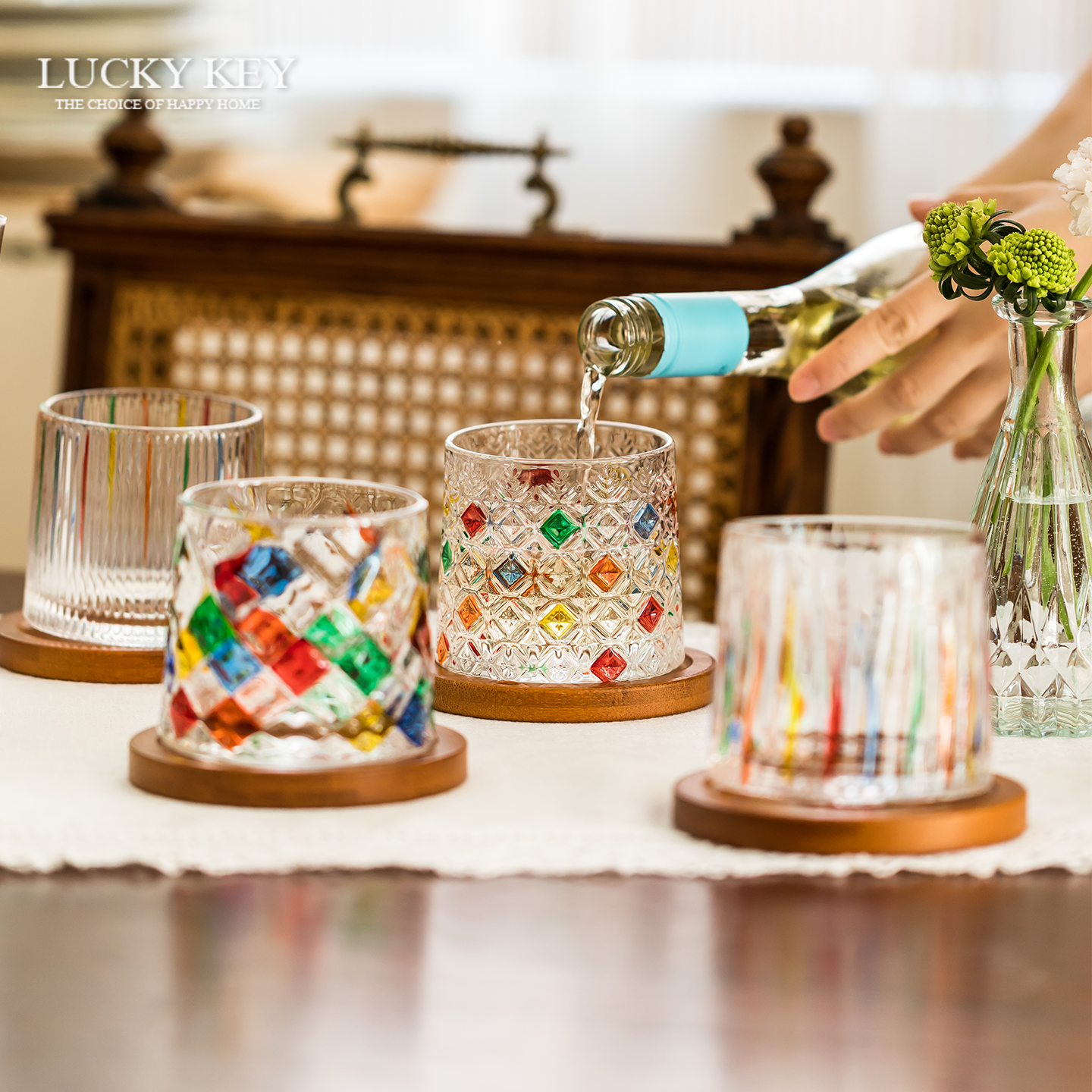 幸运秘钥旋转威士忌酒杯礼盒玻璃洋酒杯套装送人乔迁结婚新婚礼物,淘宝优惠券,粉丝福利购,淘宝优惠卷