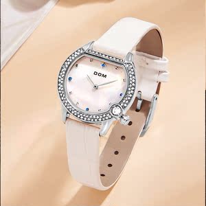 DOM腕表  情侣手表礼盒装气质圆形满钻防水石英女士手表 G-1529 Y