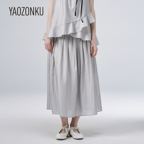 YAOZONKU姚宗谷设计师款蕾丝腰带捏褶蓬蓬半裙 - 图1