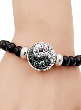新款阴阳太极蝴蝶手链女百搭黑色弹力串珠手环跨境爆品时尚手饰品