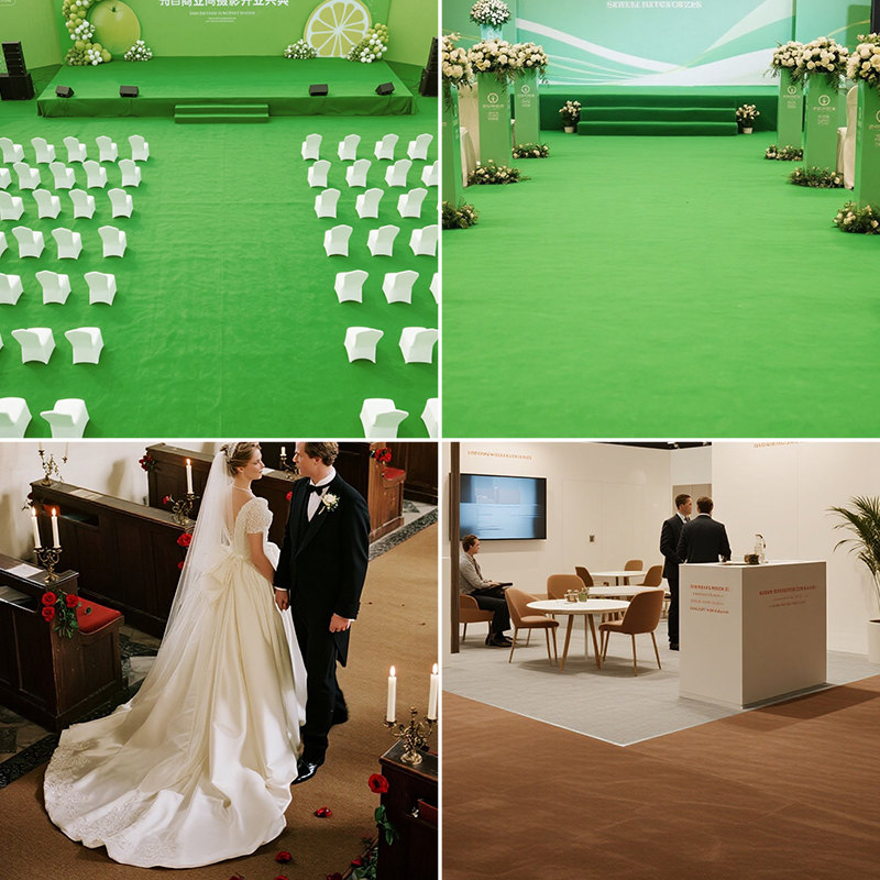 贞爱果绿色地毯开业结婚店铺舞台一次性加厚咖啡色美拉德棕色地毯