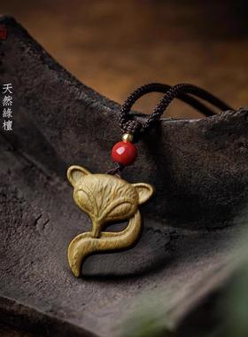 天然绿檀木古风平安扣吊坠