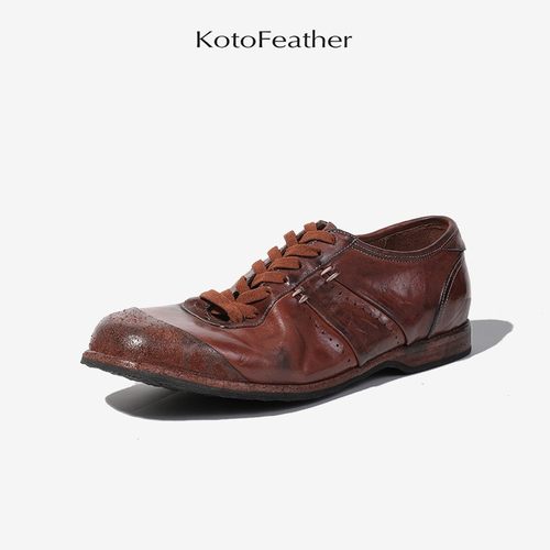 珡羽KotoFeather 德式水洗马皮拳击鞋手工植鞣透气皮底休闲皮鞋 - 图2