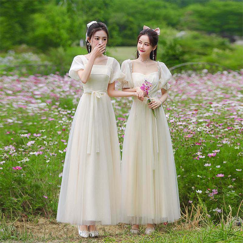 伴娘服2023新款姐妹团高级感小众简单大方毕业生成人礼服裙女夏季