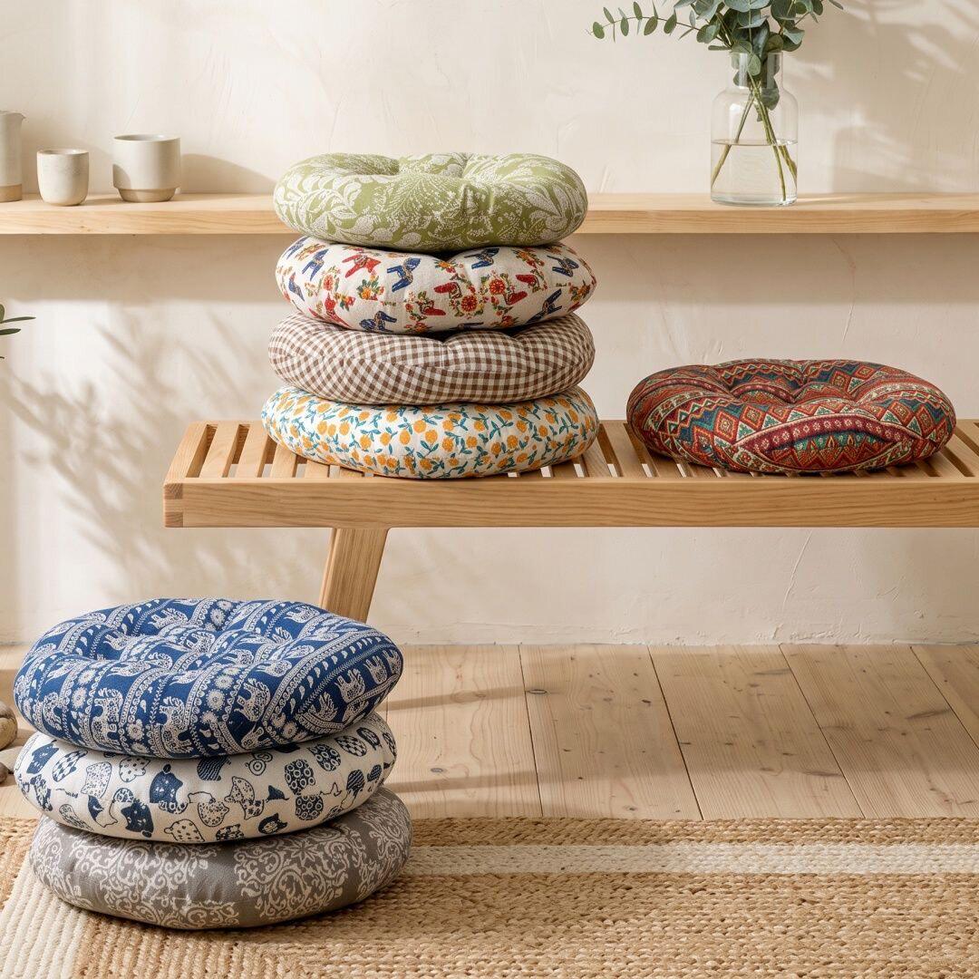 Cotton and linen futon cushions, round thickened chair cushions, home bay window cushions, tea house cushions