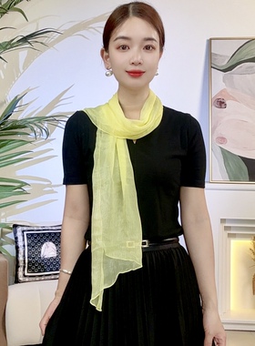 予凡【轻纱】时尚百搭女士纯色丝巾防晒文艺琉璃纱巾