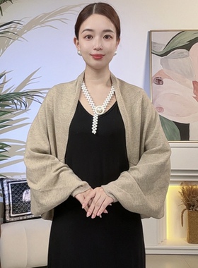 秋冬羊毛混纺慵懒风女披肩百搭