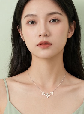 栀子花项链女百搭简约锁骨链