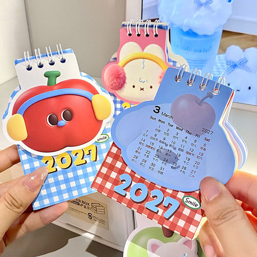 2027年原创可爱卡通台历高颜值学生桌面打卡计划小日历本装饰摆件 - 图0