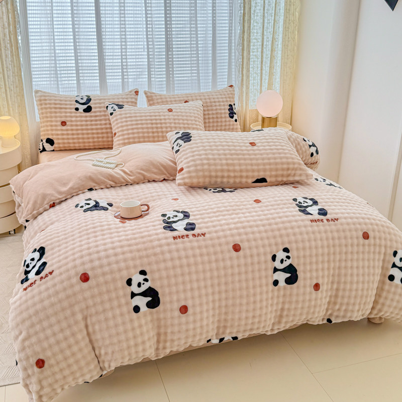 玉芙妮AB版仿兔兔绒四件套牛奶绒无静电三件套加厚床单床笠套件,淘宝优惠券,粉丝福利购,淘宝优惠卷