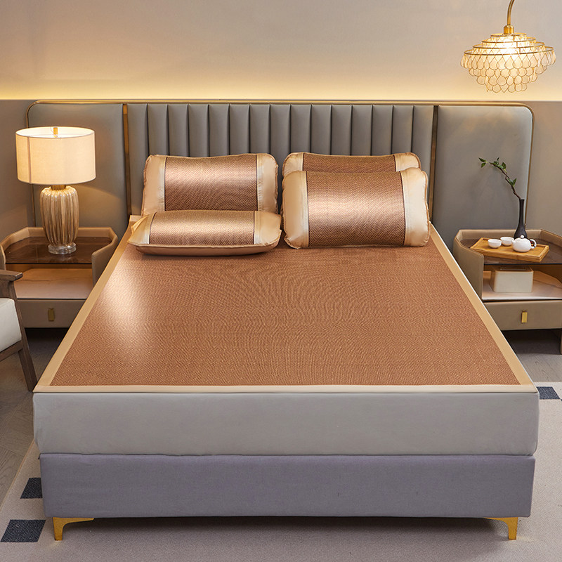 A夏季藤席凉席三件套家用可折叠席单双人夏天学生宿舍空调软席子