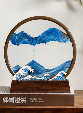 乘风破浪流沙画轻奢摆件