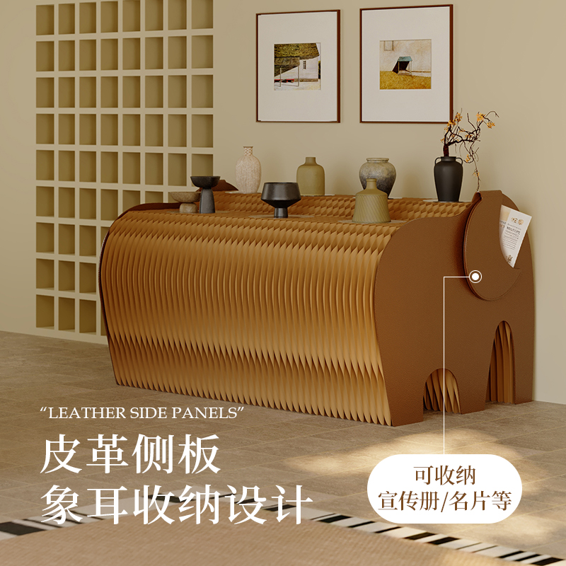 十八纸前台展示架高低流水展示台长方形陈列架地台落地北欧展示桌 - 图1