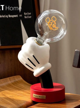 潮玩米奇手小台灯卡通儿童房创意个性摆件手握灯卧室装饰床头灯具