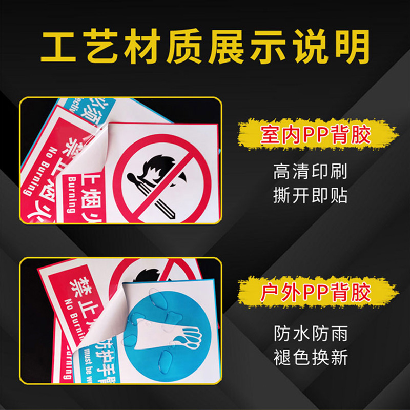 禁止吸烟提示牌注意安全警示牌禁止攀爬翻越护栏标识牌当心触电有电危险警示贴禁止依靠当心夹手标识定制订做-图1