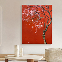 Grand Fen Oil Painting Hand Painted Red Plum Blossom New Chinese Living Room Decoration Peinture China Wind Creamus Abstract Genguan Hanging Painting