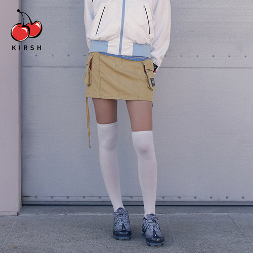 kirsh绝美好看工装风牛仔短裙女口袋a字显瘦半身裙miu系短款裙子 - 图1