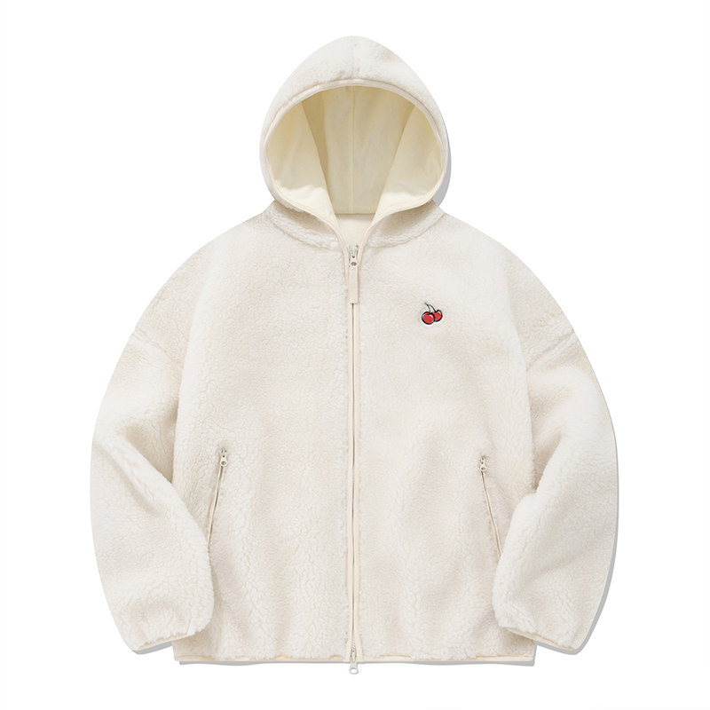 樱桃KIRSH 摇粒绒外套女秋冬2024新款加绒加厚韩系连帽绒外套冬,淘宝优惠券,粉丝福利购,淘宝优惠卷