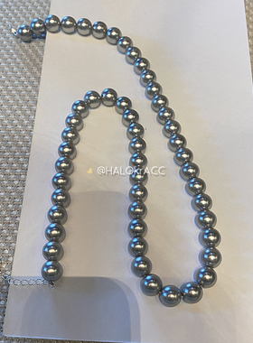 HALOkrACC韩代高亮灰珍珠项链