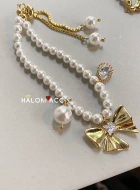 HALOkrACC韩国金属蝴蝶结项链