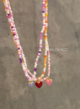 HALOkrACC韩糖豆奶油心项链