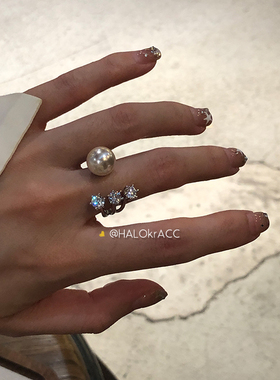 HALOkrACC韩代冰白方钻戒指