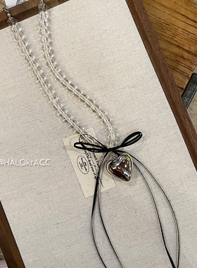 HALOkrACC韩代透珠银心项链