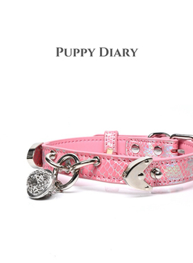Puppy*粉蛇纹项圈女choker铃铛可拆卸情侣皮质项链男可刻字亚文化