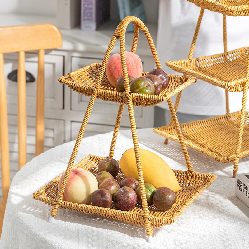 双层水果篮家用客厅零食塑料收纳架创意茶几果盘围炉煮茶点心盘,淘宝优惠券,粉丝福利购,淘宝优惠卷