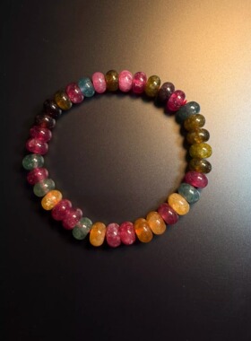 拾光匣子 Vintage古着 Chakra Bracelet天然彩虹碧玺盘珠手链手串