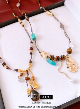 项饰百搭串珠水晶吊坠项链水滴