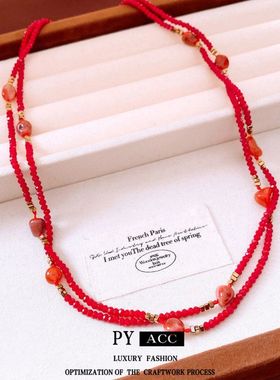 复古串珠时尚项饰圆形毛衣链百搭