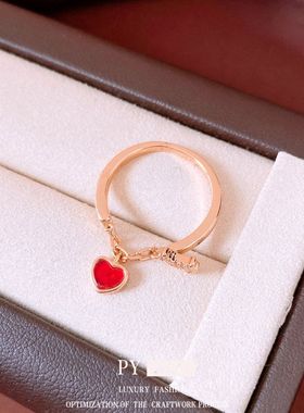 红色精致食指开口时尚戒指女百搭