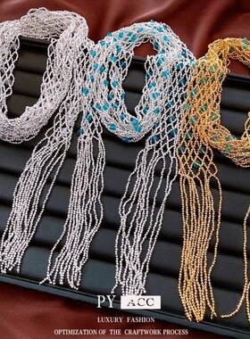 流苏项链串珠复古百搭夸张玻璃