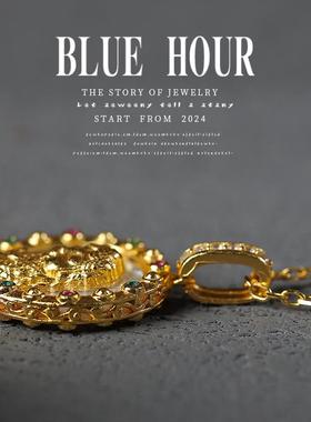 Blue hour新中式白贝母佛像项链女款彩锆转运编绳吊坠母亲节礼物