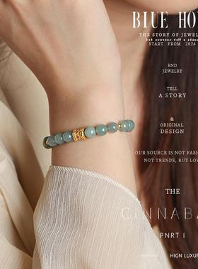 Blue hour新中式天然翡翠转运珠手串女款纯银轻奢原创设计手链