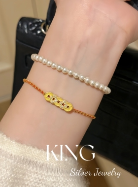 king银饰珠宝S925红绳五帝钱手链