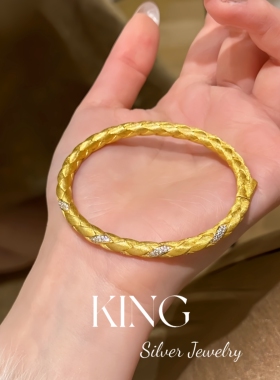 king银饰珠宝S925银麦穗织金手镯